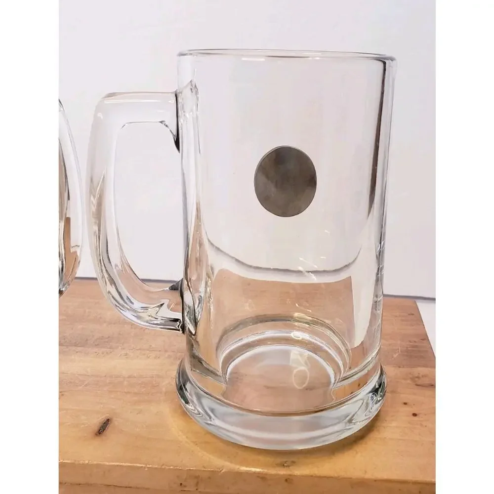 Libbey Set Of‎ 2 UAW Region 8 Medallion Beer Mugs Tankard Glasses 10oz